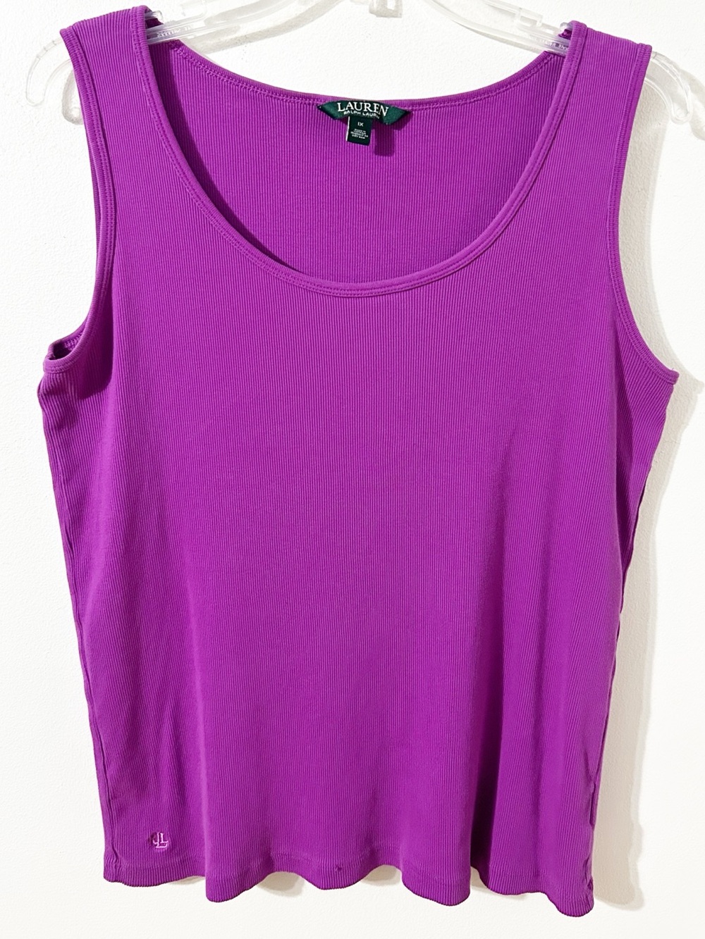 Lauren Ralph Lauren Women’s Ribbed Scoop Neck Tank Top Fuchsia Size 1X